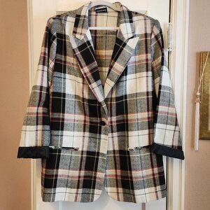 Vintage Black & White Plaid Blazer